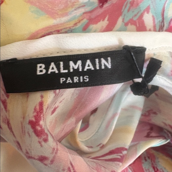 NWT Balmain Lavalliere Feather Print Top $1550 - Picture 7 of 7